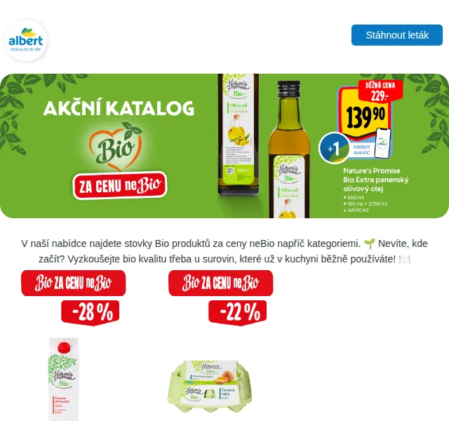 Albert: Bio produkty za cenu neBio – únor 2026 | Nuslet.cz