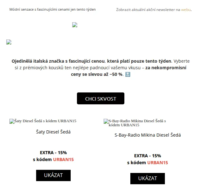 UrbanStore: Diesel až −50 % – červen 2026 | Nuslet.cz