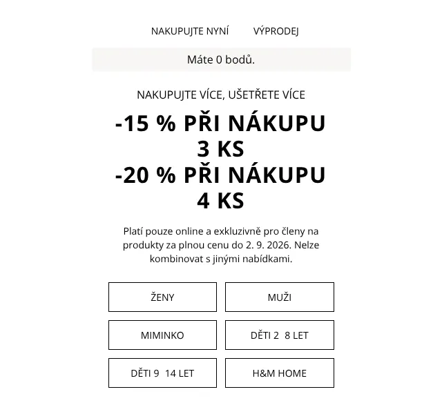 H&M Fashion: -15 % nebo -20 % – září 2026