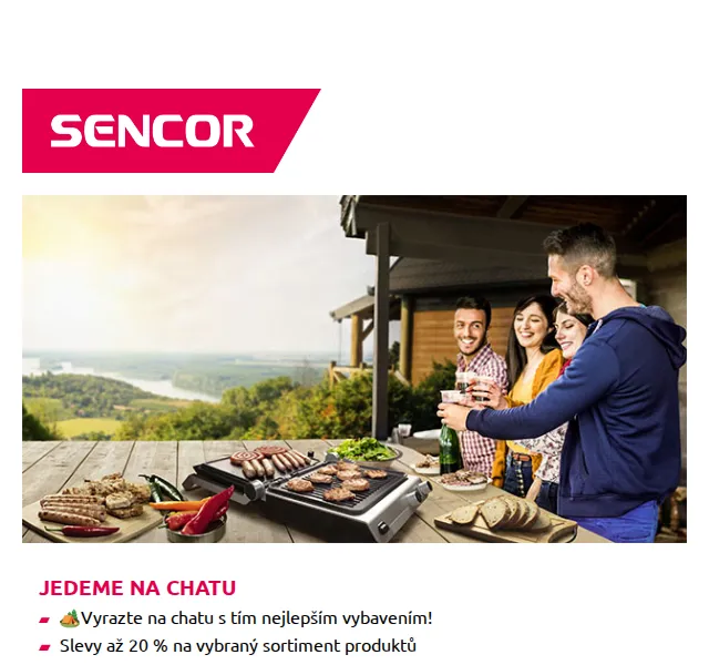 Sencor: slevy až 20 % na vybavení na chatu – červen 2026 | Nuslet.cz