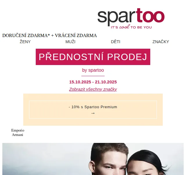 Spartoo: Emporio Armani až -50 % – červen 2026 | Nuslet.cz