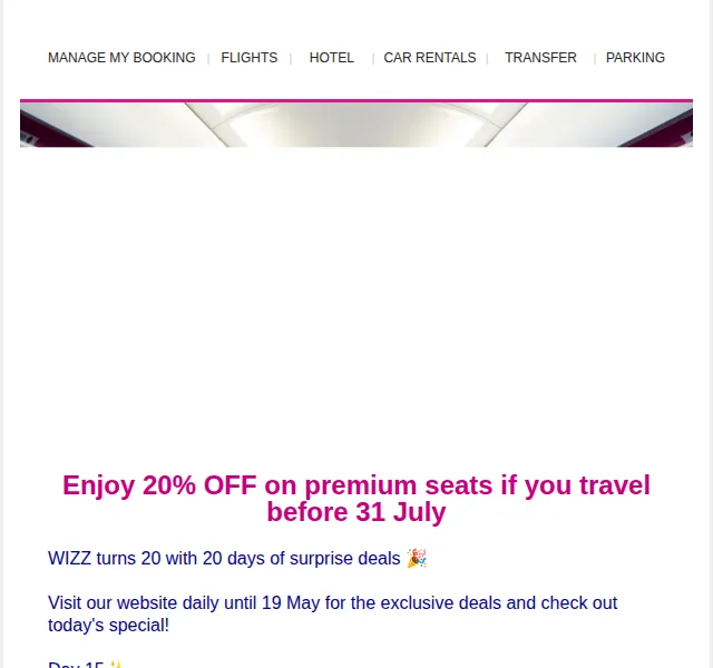 Wizz Air: 20% sleva na prémiová sedadla – červen 2026 | Nuslet.cz