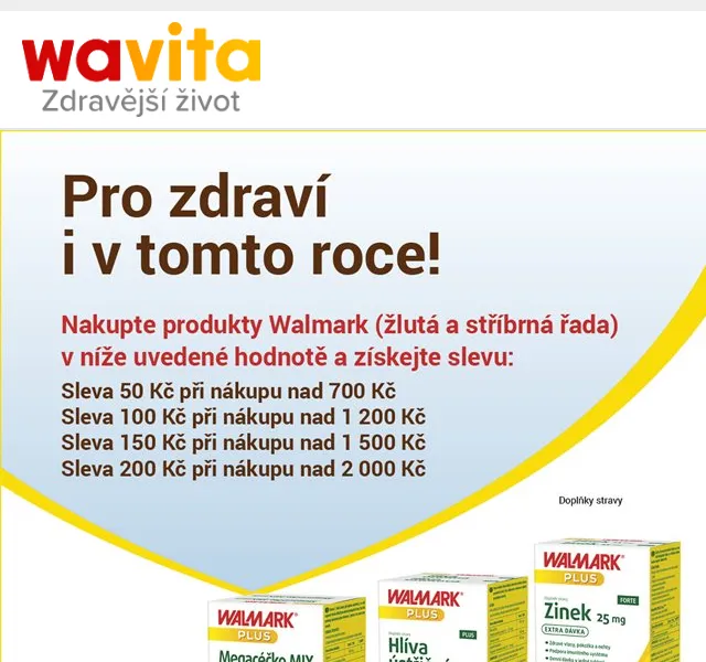 Wavita (Walmark): Sleva až 200 Kč a poštovné zdarma – červen 2026 | Nuslet.cz