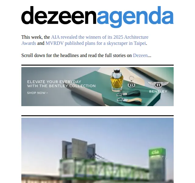 Dezeen Daily: AIA Architecture Awards & MVRDV Taipei skyscraper – červen 2026 | Nuslet.cz