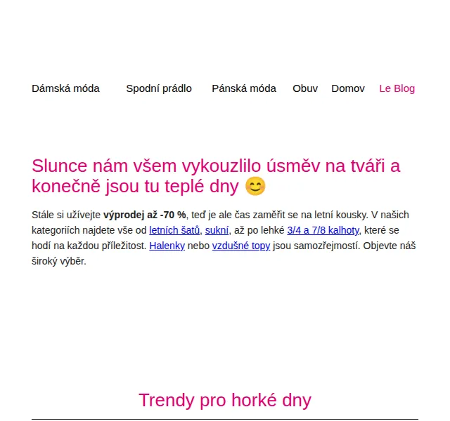 Blancheporte: Letní výprodej až -70 % – červen 2026 | Nuslet.cz