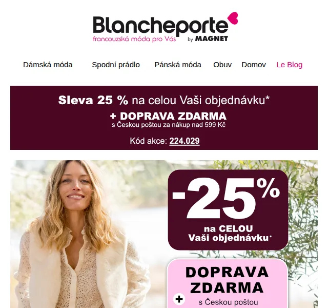 Blancheporte: 25% sleva na vše – červen 2026 | Nuslet.cz