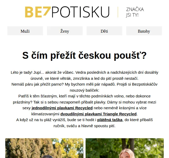 BezPotisku: Letní kolekce plavek a tílek – červen 2026 | Nuslet.cz