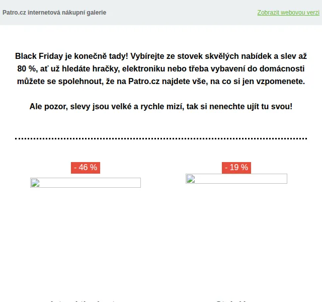 Patro.cz: Black Friday slevy až 80 % – červen 2026 | Nuslet.cz