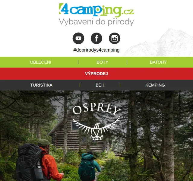 4camping: batohy Osprey + dodatečná 10% sleva – červen 2026 | Nuslet.cz