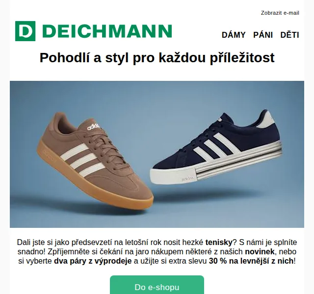 Deichmann: Tenisky od Nike, Adidas – slevy až 30 % – březen 2026