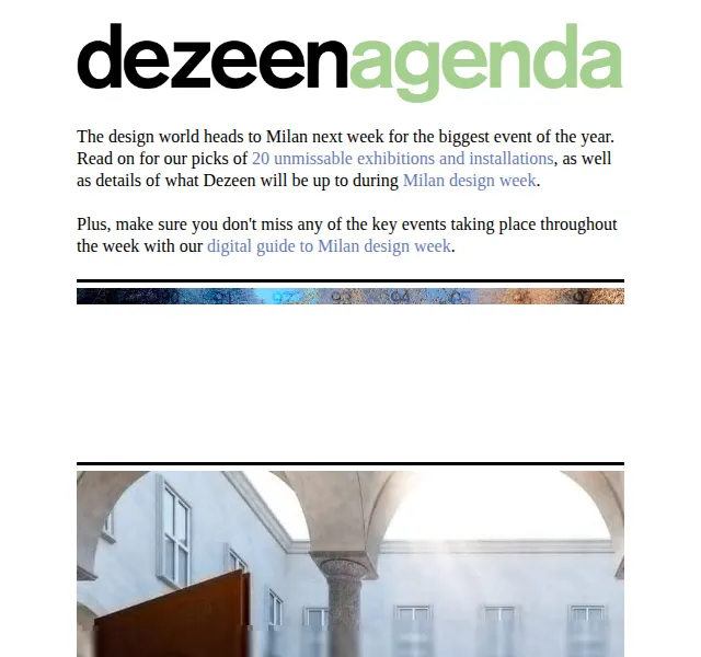 Dezeen Daily: 20 nejsilnějších expozic na Milan design week 2026 – červenec 2026 | Nuslet.cz