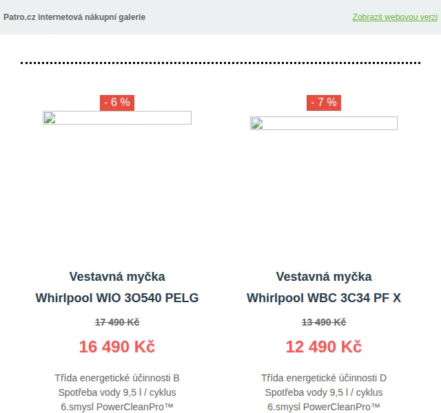 Patro.cz: Myčky nádobí Whirlpool a Bosch se slevou až 29 % – červen 2026 | Nuslet.cz