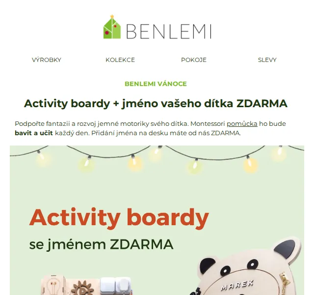 Michal z rodiny Benlemi: Activity boardy + jméno ZDARMA – červen 2026 | Nuslet.cz