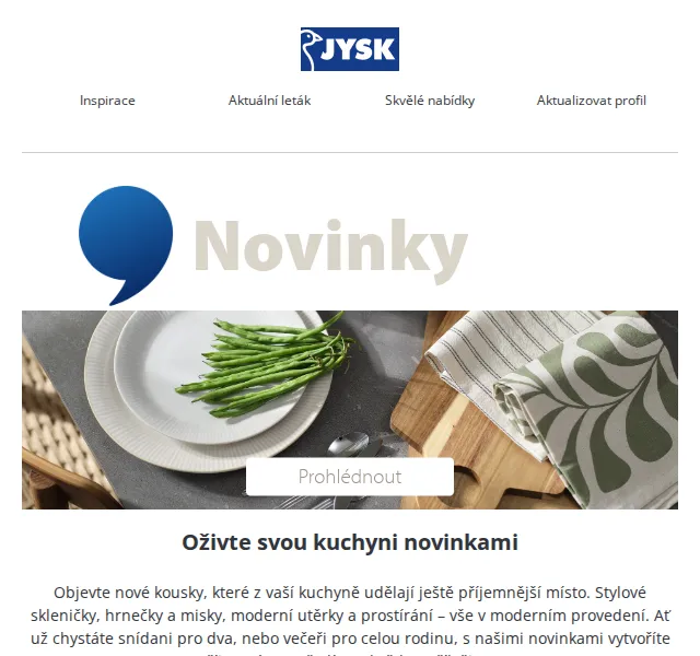 JYSK: Novinky do kuchyně – sklenice, hrnečky a utěrky od 55 Kč – červen 2026 | Nuslet.cz