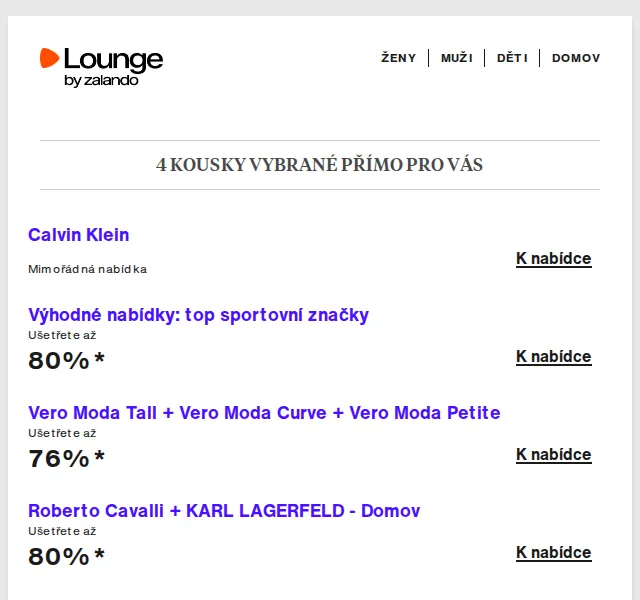 Lounge by Zalando: Calvin Klein, Vero Moda – až 75 % | duben 2026