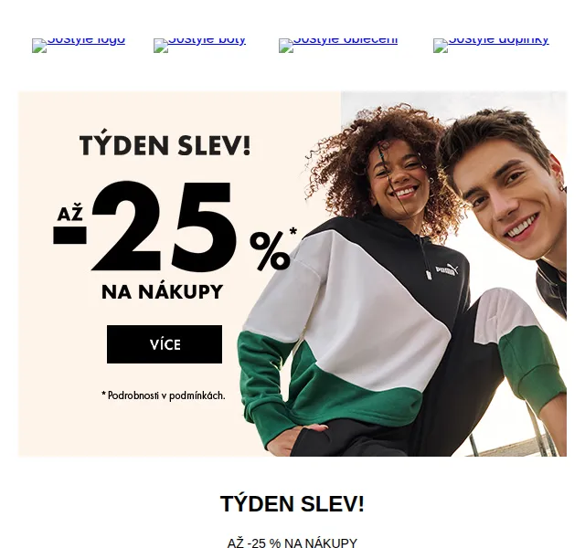 50style: Týden slev až −25 % na Nike, Vans, Adidas, Puma – červen 2026 | Nuslet.cz