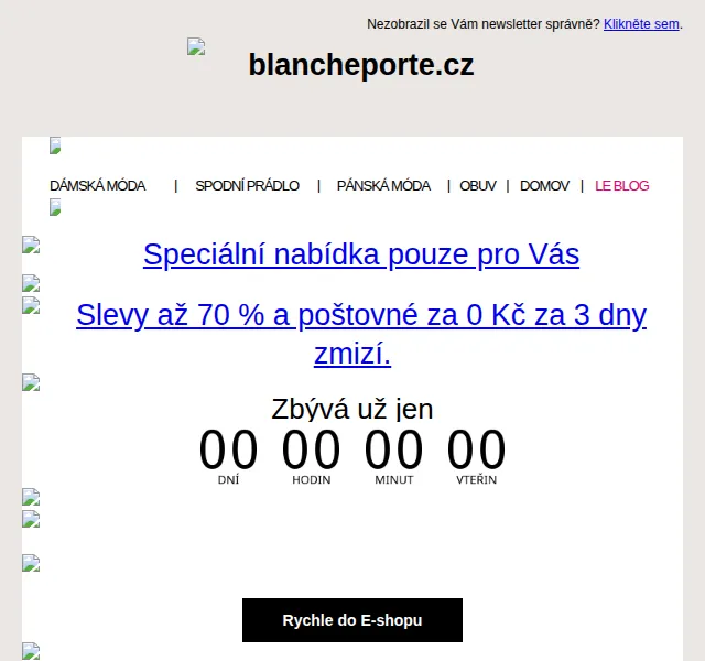 Blancheporte: Slevy až 70 % a poštovné 0 Kč – červen 2026 | Nuslet.cz