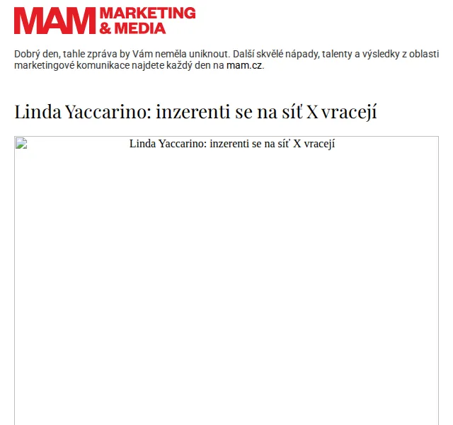 Marketing & Media: Linda Yaccarino – červen 2026 | Nuslet.cz