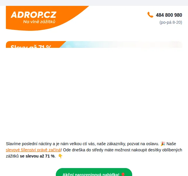 Adrop: Slevy až 71% na zážitky – červen 2026 | Nuslet.cz