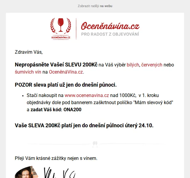 Vláďa z Oceněnávína.cz: sleva 200 Kč na víno – červenec 2026 | Nuslet.cz