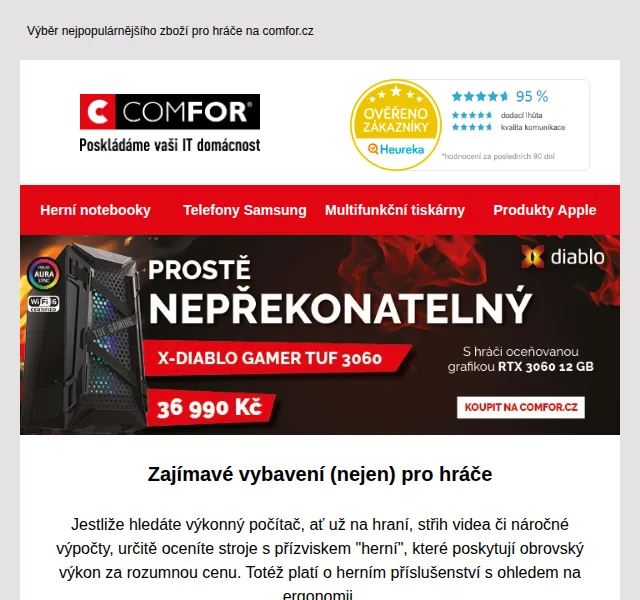 Comfor: Herní notebooky a headsety se slevou až 43 % – červen 2026 | Nuslet.cz