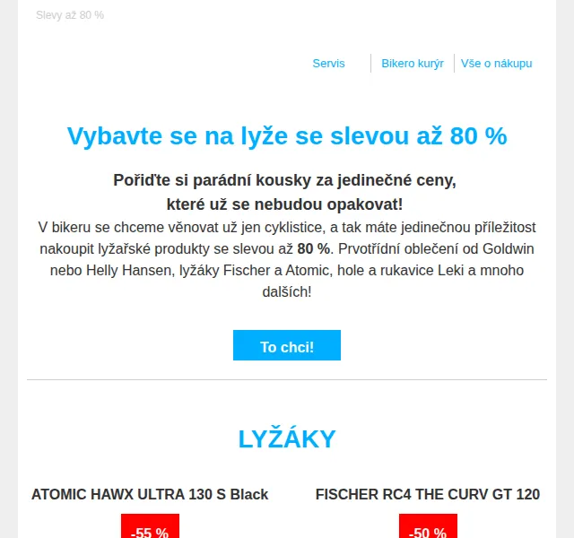 czbikero: Lyžařský výprodej slevy až 80 % – červen 2026 | Nuslet.cz
