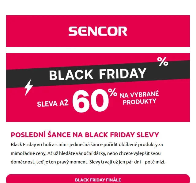 Sencor: Black Friday finále až 60% slevy – červen 2026 | Nuslet.cz
