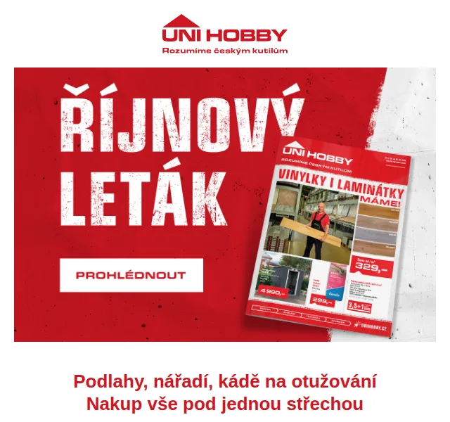 UNI HOBBY: Podlahy, nářadí a kádě od 149 Kč – červen 2026 | Nuslet.cz
