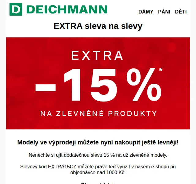 Deichmann: Extra sleva 15% na výprodej – červen 2026 | Nuslet.cz