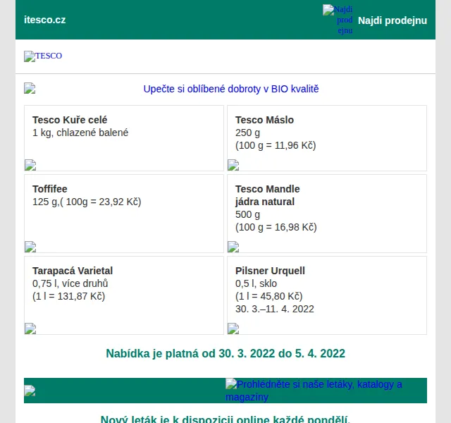 Tesco: kuře, máslo a Toffifee v akci – červen 2026 | Nuslet.cz