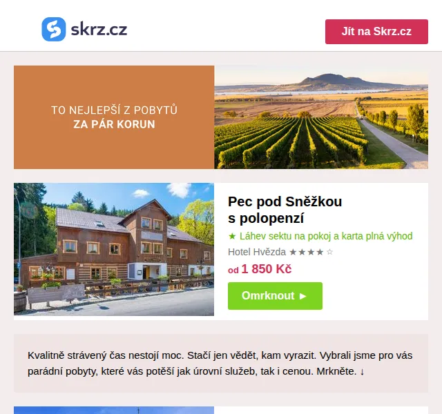 Skrz: Pobyty od 1 390 Kč – červen 2026 | Nuslet.cz