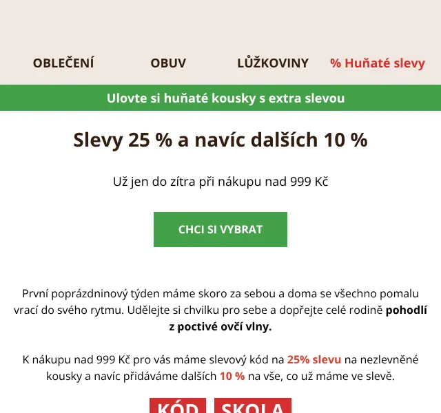 Ovečkárna: sleva 25 % + 10 % kód SKOLA – září 2026