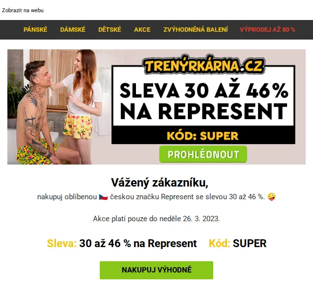 Lukáš z Trenýrkárna.cz: Sleva 30–46 % na Represent – červen 2026 | Nuslet.cz