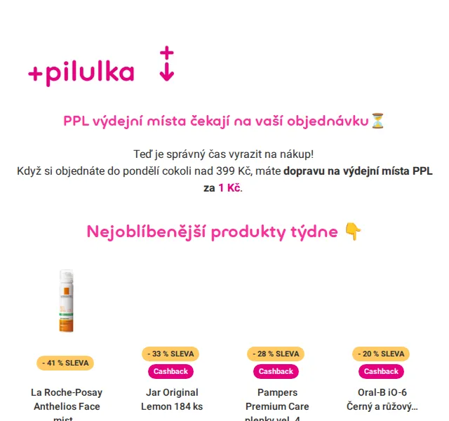 Pilulka.cz: Doprava za 1 Kč a slevy až 41 % – červenec 2026 | Nuslet.cz