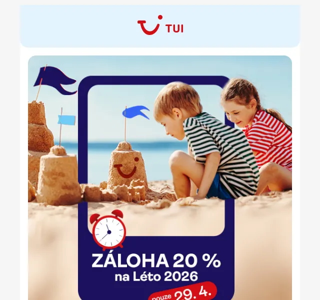 TUI Česká republika: 20 % záloha na léto 2026 – duben 2026