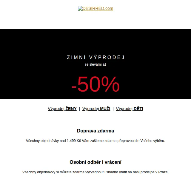 DESIRRED: Zimní výprodej se slevami až -50 % – červen 2026 | Nuslet.cz