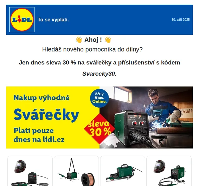 Lidl: Sleva 30 % na svářečky Parkside – červenec 2026 | Nuslet.cz