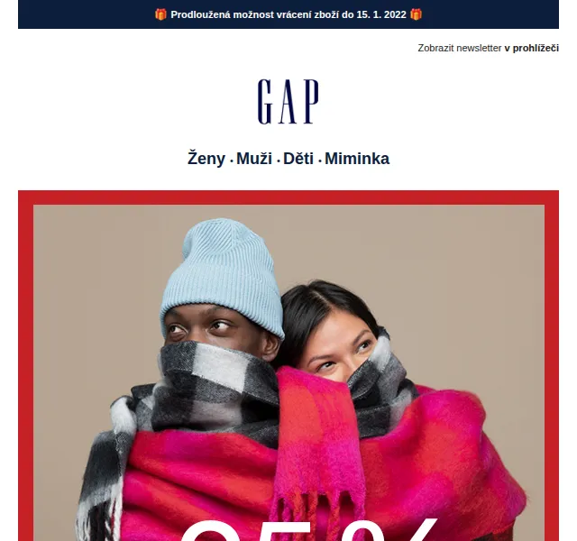 GAPstore.cz: -25 % na vše s kódem GIFT – prosinec 2021 | Nuslet.cz