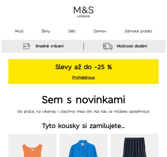 Marks and Spencer: Slevy až −25 % na novinky – červen 2026 | Nuslet.cz