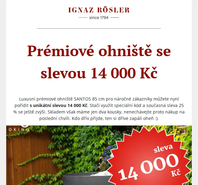 Ignazrosler.cz: Prémiové ohniště se slevou 14 000 Kč – červenec 2026 | Nuslet.cz