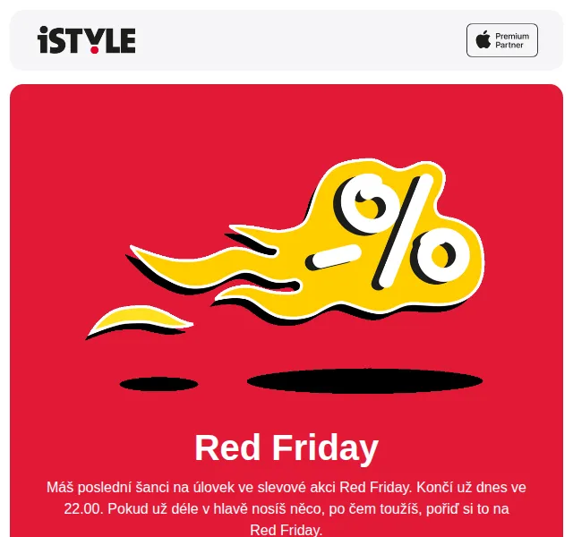 iSTYLE: Red Friday výprodej – slevy až 21 990 Kč – červen 2026 | Nuslet.cz