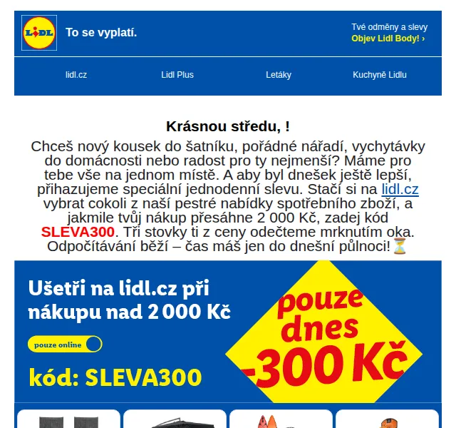 Lidl Plus: Sleva 300 Kč na nákup – červenec 2026