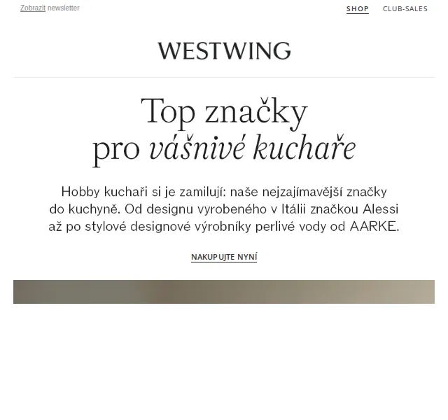 Westwing: Alessi, AARKE – značky pro kuchaře – červen 2026 | Nuslet.cz