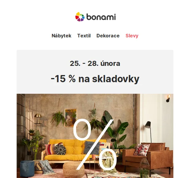 Bonami: -15 % na skladovky – červen 2026 | Nuslet.cz