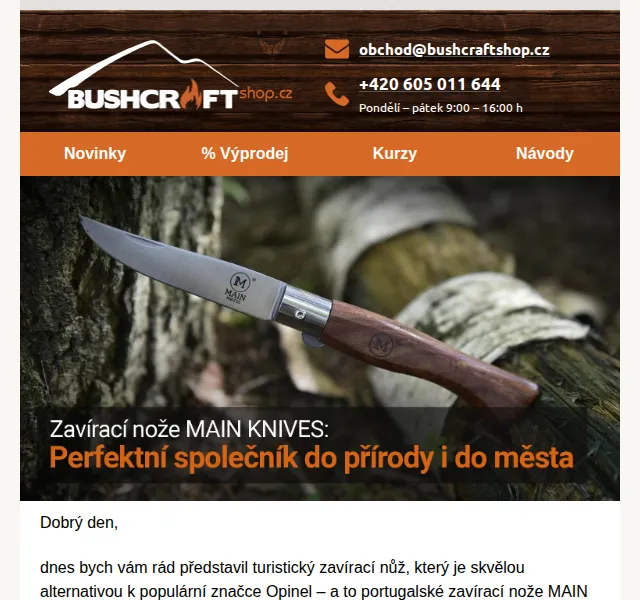 Bushcraftshop: MAIN KNIVES nože od 399 Kč – červen 2026 | Nuslet.cz