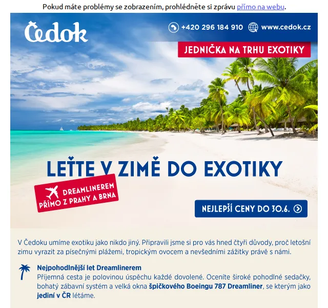 Čedok: Zájezdy do exotiky s Dreamlinerem – červen 2026 | Nuslet.cz