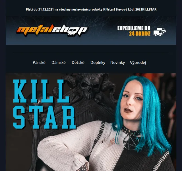 METALSHOP: Killstar – 20% sleva na vše – červen 2026 | Nuslet.cz