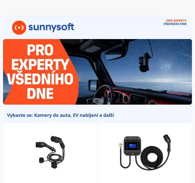 Sunnysoft.cz: Kamery do auta a EV nabíjení – Květen 2026