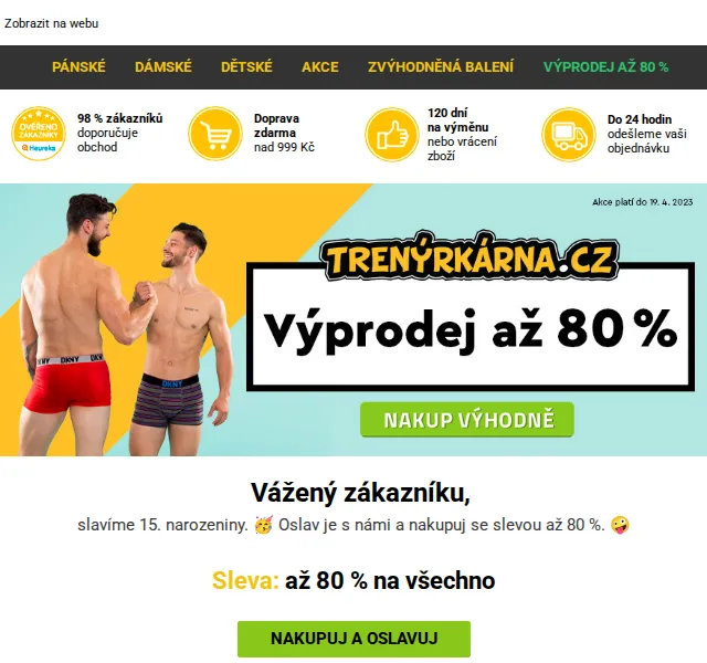 Lukáš z Trenýrkárna.cz: Narozeninová sleva až 80 % – červen 2026 | Nuslet.cz