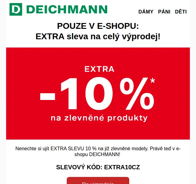 Deichmann: Extra sleva 10 % na výprodej – červen 2026 | Nuslet.cz
